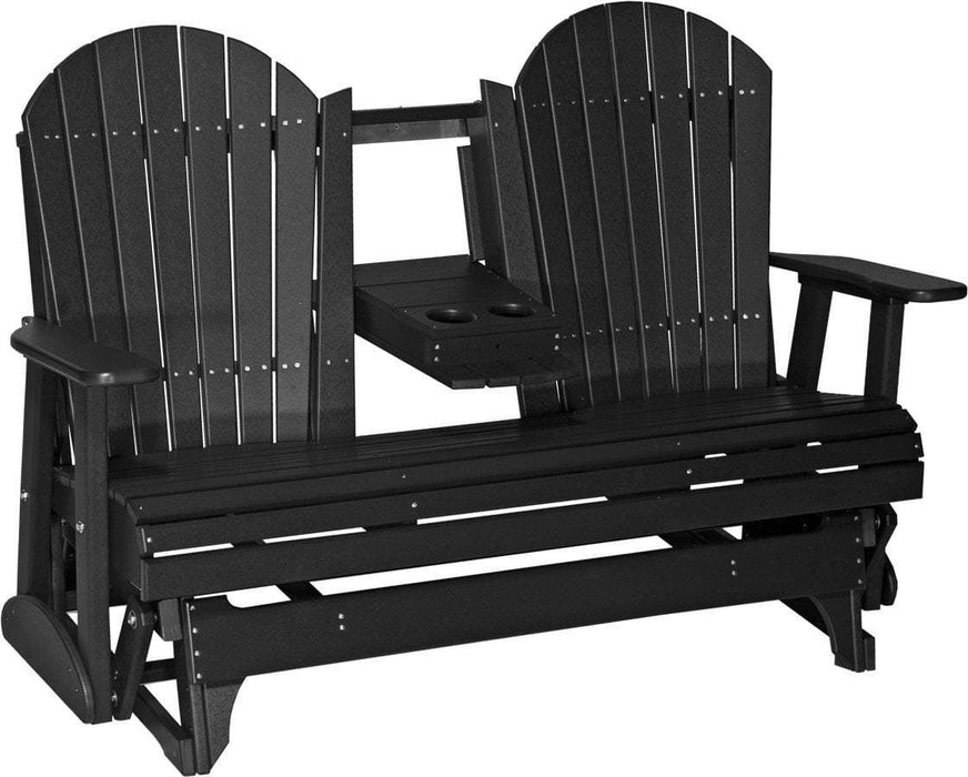 LuxCraft LuxCraft 5 ft. Recycled Plastic Adirondack Outdoor Glider Black Adirondack Glider 5APGBK