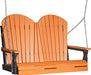 LuxCraft LuxCraft Adirondack 4ft. Recycled Plastic Porch Swing Tangerine on Black / Adirondack Porch Swing 4APSTB
