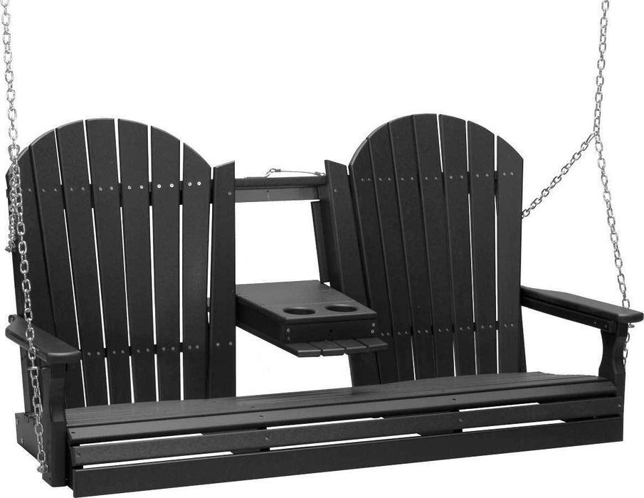 LuxCraft LuxCraft Adirondack 5ft. Recycled Plastic Porch Swing Black / Adirondack Porch Swing 5APSBK