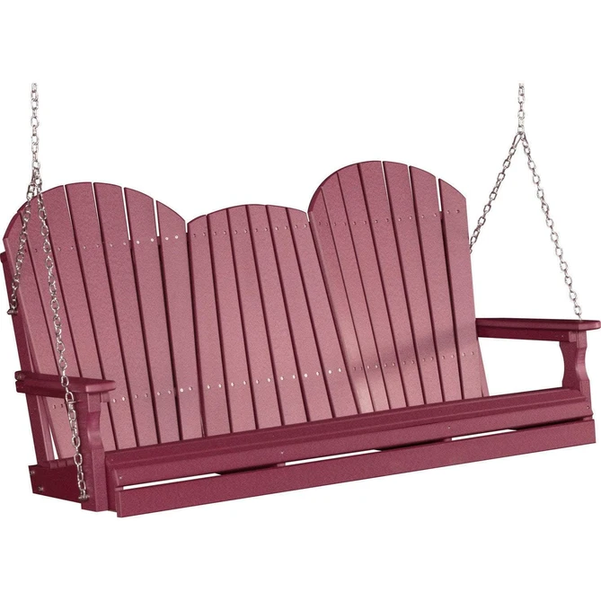 LuxCraft LuxCraft Adirondack 5ft. Recycled Plastic Porch Swing Cherry / Adirondack Porch Swing Porch Swing 5APSC