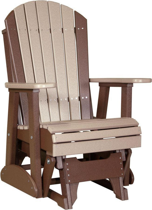 LuxCraft LuxCraft Adirondack Recycled Plastic 2 Foot Glider Chair Weather Wood on Chestnut Brown Glider Chair 2APGWWCBR