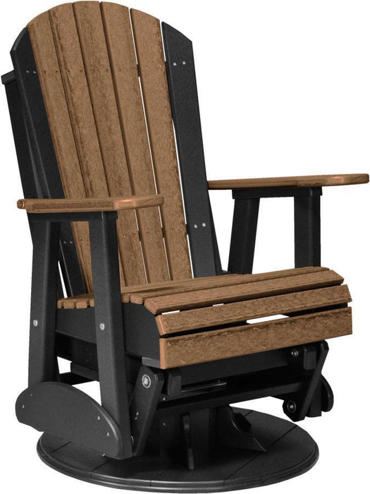 LuxCraft Luxcraft Adirondack Recycled Plastic Swivel Glider Chair Antique Mahogany on Black Glider Chair 2ARSAMOB