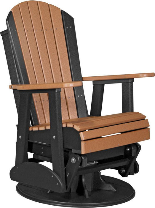 LuxCraft Luxcraft Adirondack Recycled Plastic Swivel Glider Chair Cedar on Black Glider Chair 2ARSCEOB