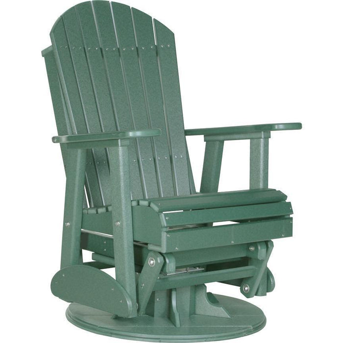 LuxCraft Luxcraft Adirondack Recycled Plastic Swivel Glider Chair Green Glider Chair 2ARSG
