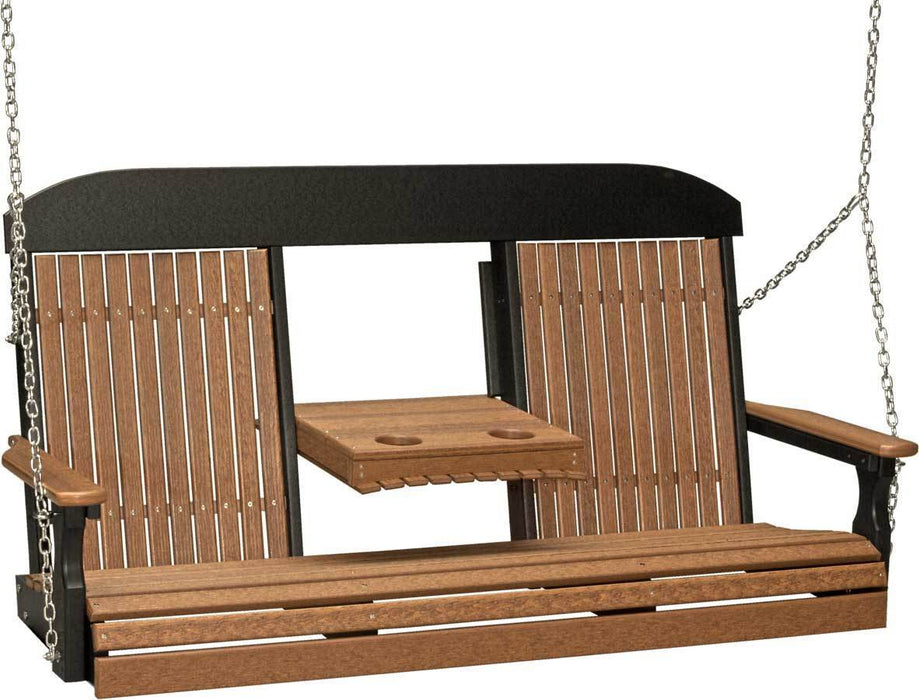 LuxCraft LuxCraft Classic Highback 5ft. Recycled Plastic Porch Swing Antique Mahogany on Black / Classic Porch Swing 5CPSAMB