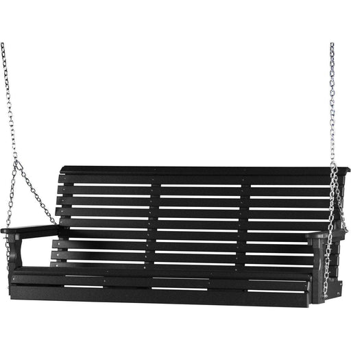 LuxCraft LuxCraft Rollback 5ft. Recycled Plastic Porch Swing Black Rollback Porch Swing 5PPSBK